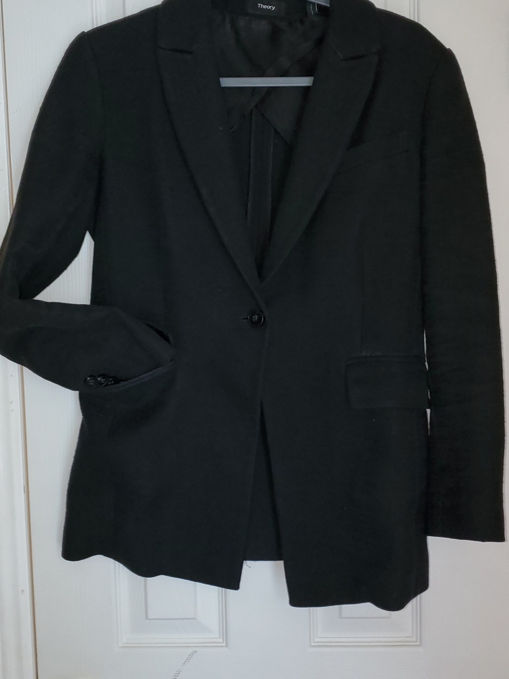 Theory Black Single-Button Blazer with Notch Lapels - Picture 6 of 12